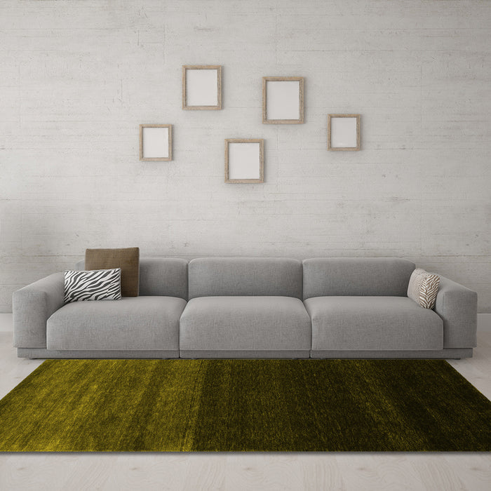 Machine Washable Abstract Yellow Contemporary Rug in a Living Room, wshcon1780yw