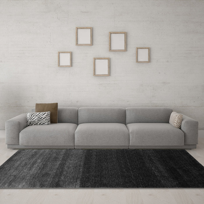 Machine Washable Abstract Gray Contemporary Rug in a Living Room,, wshcon1780gry