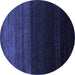 Round Abstract Blue Contemporary Rug, con1780blu