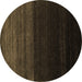 Round Abstract Brown Contemporary Rug, con1780brn