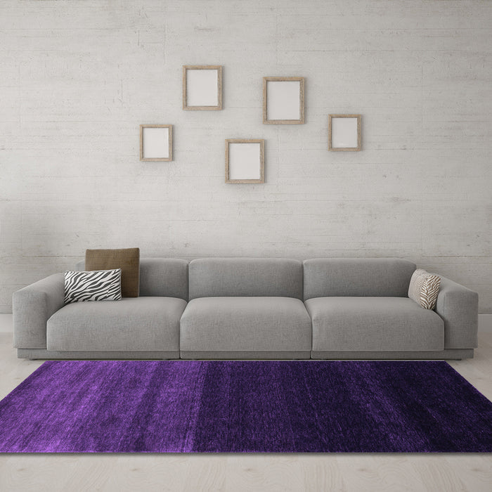 Machine Washable Abstract Purple Contemporary Area Rugs in a Living Room, wshcon1780pur