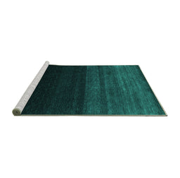 Sideview of Machine Washable Abstract Turquoise Contemporary Area Rugs, wshcon1780turq