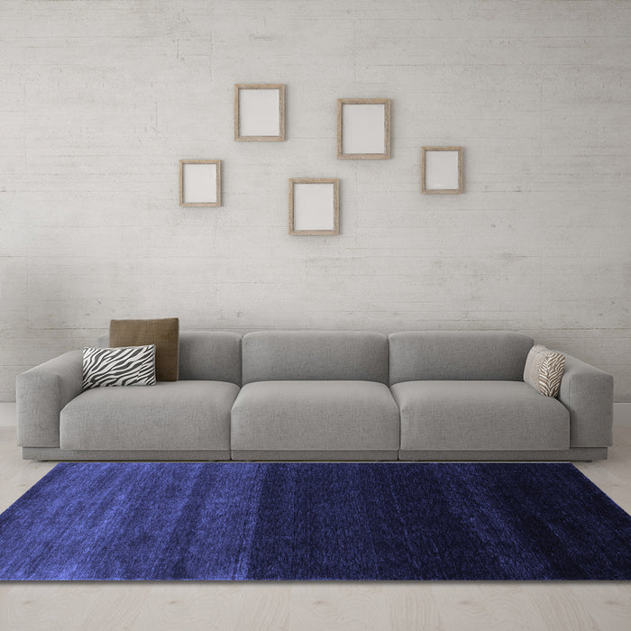 Machine Washable Abstract Blue Contemporary Rug in a Living Room, wshcon1780blu