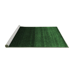 Sideview of Machine Washable Abstract Emerald Green Contemporary Area Rugs, wshcon1780emgrn