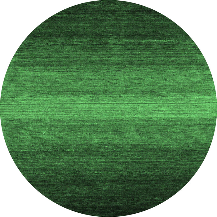 Round Abstract Emerald Green Contemporary Rug, con1781emgrn