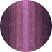 Round Abstract Purple Contemporary Rug, con1781pur