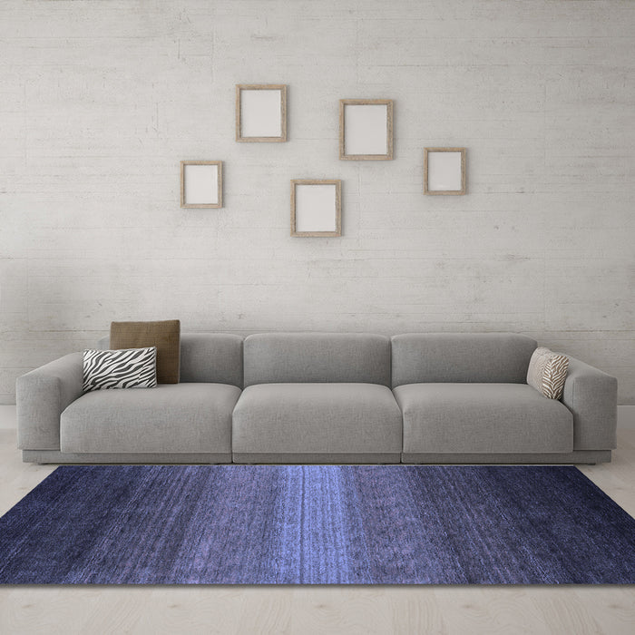 Machine Washable Abstract Blue Contemporary Rug in a Living Room, wshcon1781blu