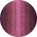 Round Machine Washable Abstract Pink Contemporary Rug, wshcon1781pnk