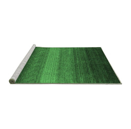 Sideview of Machine Washable Abstract Emerald Green Contemporary Area Rugs, wshcon1781emgrn