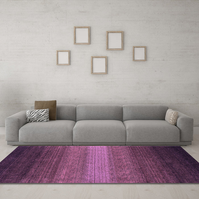 Machine Washable Abstract Purple Contemporary Area Rugs in a Living Room, wshcon1781pur