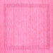 Square Machine Washable Abstract Pink Contemporary Rug, wshcon1782pnk