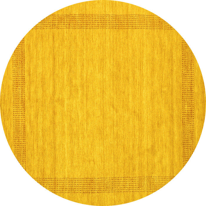 Round Abstract Yellow Contemporary Rug, con1782yw