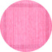 Round Abstract Pink Contemporary Rug, con1782pnk