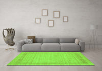 Machine Washable Abstract Green Contemporary Rug, wshcon1782grn