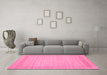 Machine Washable Abstract Pink Contemporary Rug in a Living Room, wshcon1782pnk