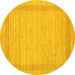 Round Machine Washable Abstract Yellow Contemporary Rug, wshcon1782yw