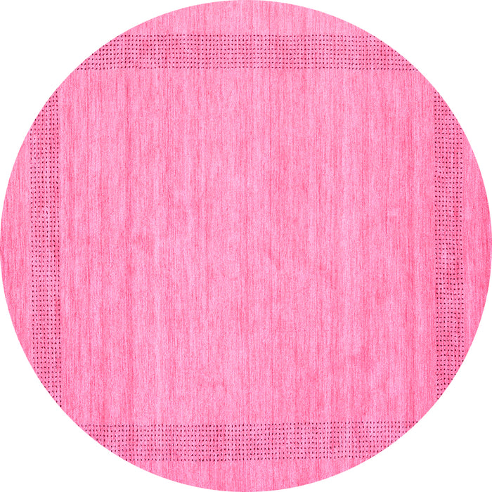 Round Machine Washable Abstract Pink Contemporary Rug, wshcon1782pnk