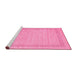 Sideview of Machine Washable Abstract Pink Contemporary Rug, wshcon1782pnk