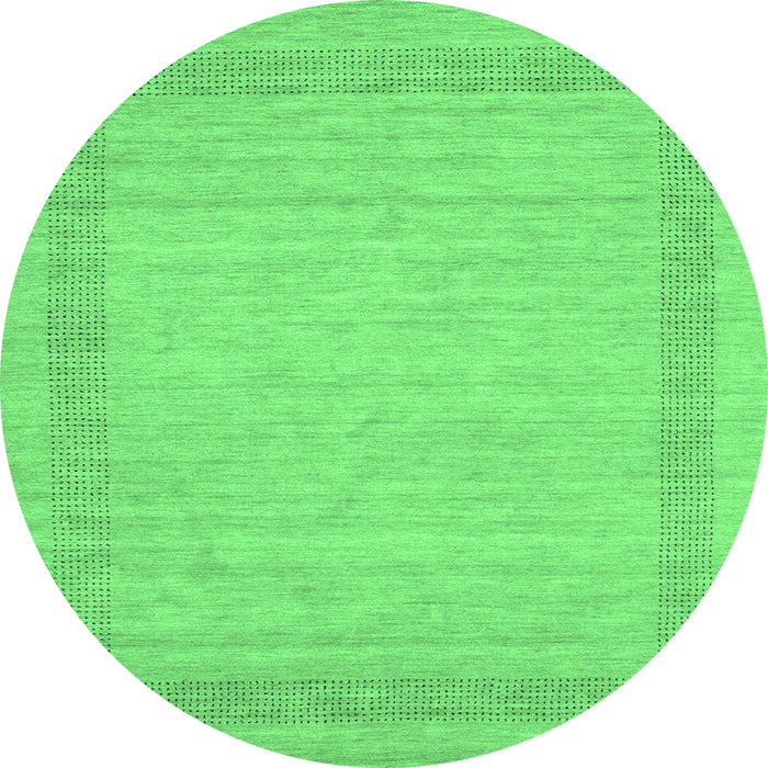 Round Machine Washable Abstract Emerald Green Contemporary Area Rugs, wshcon1782emgrn