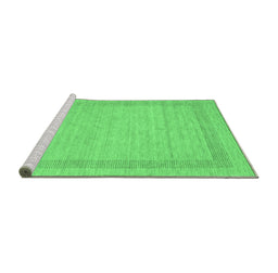 Sideview of Machine Washable Abstract Emerald Green Contemporary Area Rugs, wshcon1782emgrn