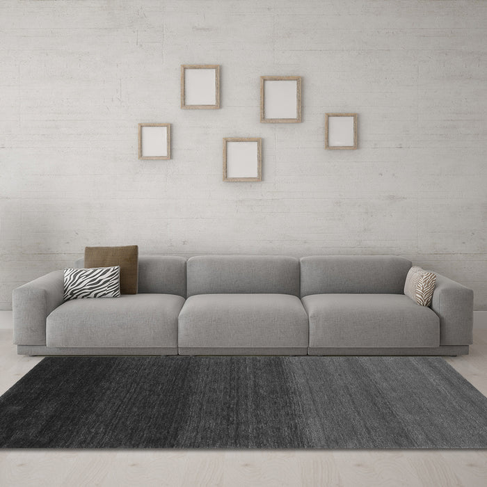 Machine Washable Abstract Gray Contemporary Rug in a Living Room,, wshcon1783gry