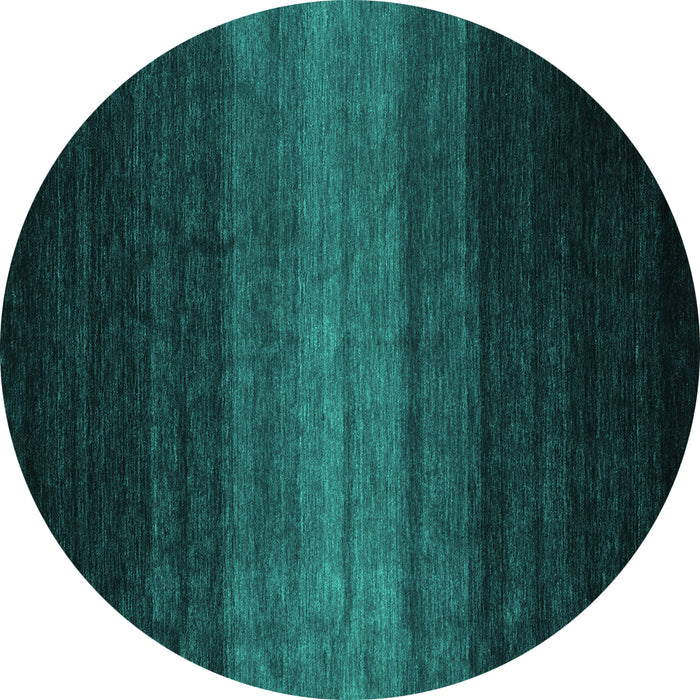 Round Machine Washable Abstract Turquoise Contemporary Area Rugs, wshcon1784turq