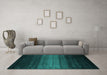 Machine Washable Abstract Turquoise Contemporary Area Rugs in a Living Room,, wshcon1784turq