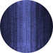 Round Abstract Blue Contemporary Rug, con1784blu