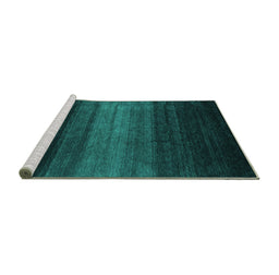 Sideview of Machine Washable Abstract Turquoise Contemporary Area Rugs, wshcon1784turq