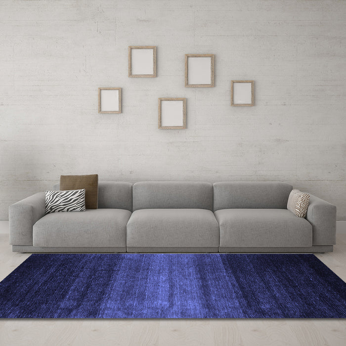Machine Washable Abstract Blue Contemporary Rug in a Living Room, wshcon1784blu