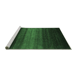 Sideview of Machine Washable Abstract Emerald Green Contemporary Area Rugs, wshcon1784emgrn