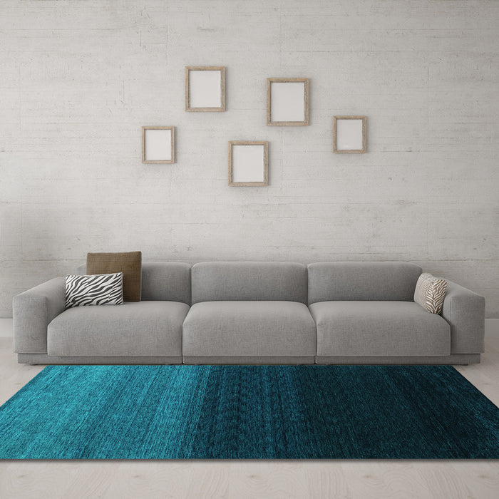 Machine Washable Abstract Turquoise Contemporary Area Rugs in a Living Room,, wshcon1785turq