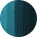 Round Machine Washable Abstract Turquoise Contemporary Area Rugs, wshcon1785turq