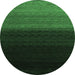 Round Machine Washable Abstract Emerald Green Contemporary Area Rugs, wshcon1785emgrn