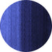 Round Abstract Blue Contemporary Rug, con1785blu