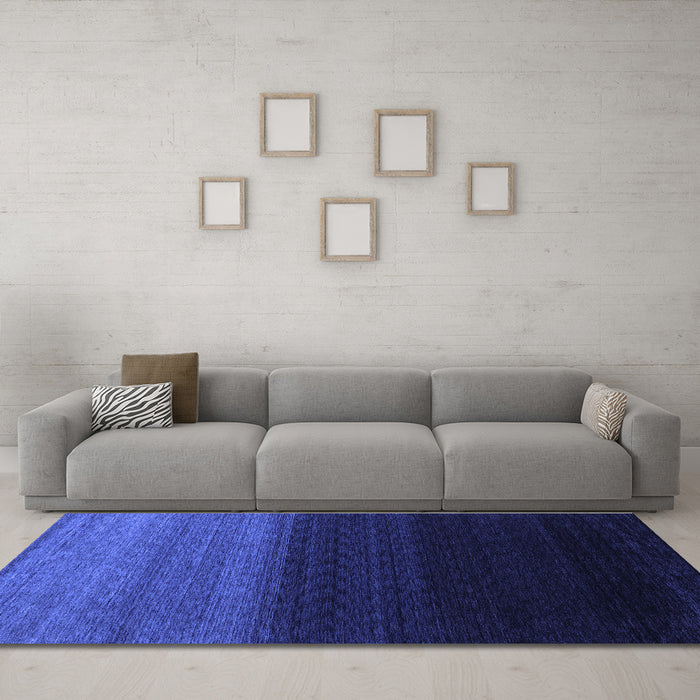 Machine Washable Abstract Blue Contemporary Rug in a Living Room, wshcon1785blu