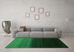 Machine Washable Abstract Green Contemporary Area Rugs in a Living Room,, wshcon1785grn