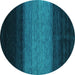 Round Abstract Turquoise Contemporary Rug, con1786turq