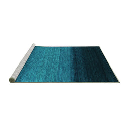 Sideview of Machine Washable Abstract Turquoise Contemporary Area Rugs, wshcon1786turq