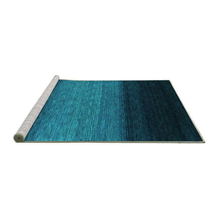Sideview of Machine Washable Abstract Turquoise Contemporary Area Rugs, wshcon1786turq