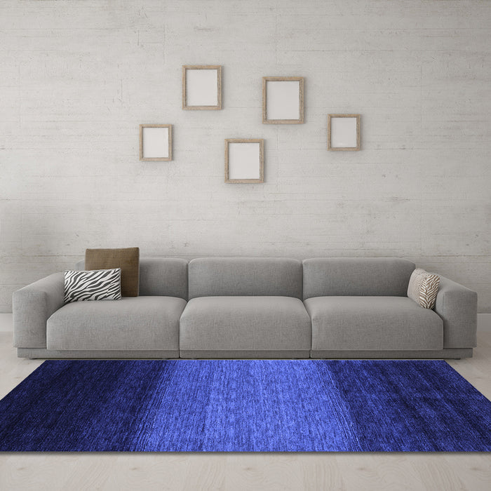Machine Washable Abstract Blue Contemporary Rug in a Living Room, wshcon1786blu