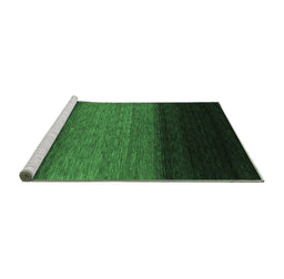 Sideview of Machine Washable Abstract Emerald Green Contemporary Area Rugs, wshcon1786emgrn