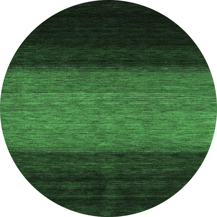 Round Machine Washable Abstract Emerald Green Contemporary Area Rugs, wshcon1786emgrn