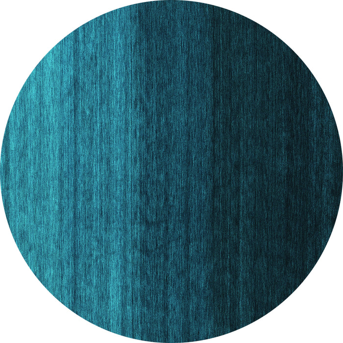 Round Machine Washable Abstract Turquoise Contemporary Area Rugs, wshcon1787turq
