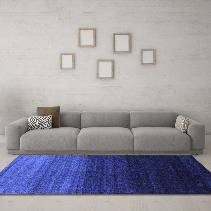 Machine Washable Abstract Blue Contemporary Rug in a Living Room, wshcon1787blu