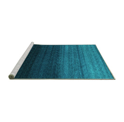 Sideview of Machine Washable Abstract Turquoise Contemporary Area Rugs, wshcon1787turq