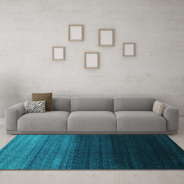 Machine Washable Abstract Turquoise Contemporary Area Rugs in a Living Room,, wshcon1787turq
