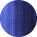 Round Abstract Blue Contemporary Rug, con1787blu