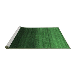 Sideview of Machine Washable Abstract Emerald Green Contemporary Area Rugs, wshcon1787emgrn