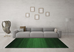 Machine Washable Abstract Emerald Green Contemporary Area Rugs in a Living Room,, wshcon1788emgrn